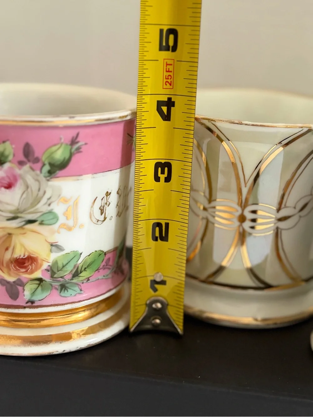 Set of 3 Antique Shaving Mugs with brushes